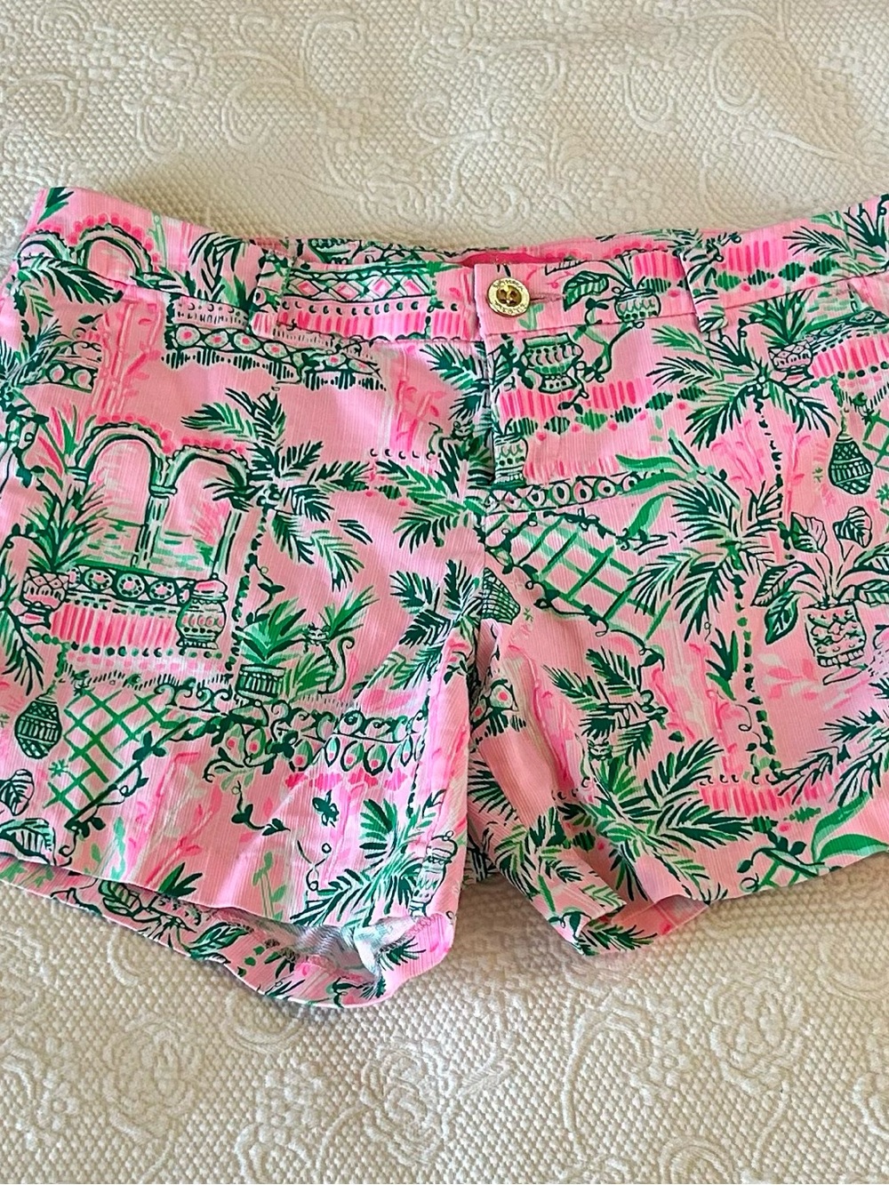 Lilly Pulitzer Pink and Green Tropical Print Shorts